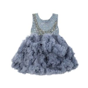 HnH Marketing Turkish Sultan Frill Fairy Fancy Frock For Women-Grey-8-12 Months