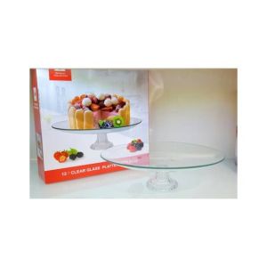 Easy Shop 12" Square Shape Footed Glass Cake Stand