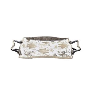 Easy Shop 16” Fancy Flower Serving Tray With Steel Handle