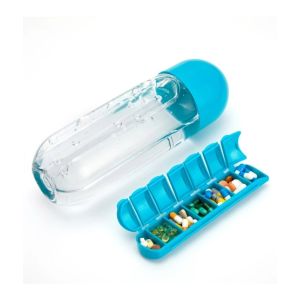 Easy Shop 2 in 1 Water Bottle And Pill Organizer Blue