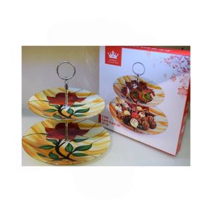 Easy Shop 2 Tier Glass Cake Stand Yellow