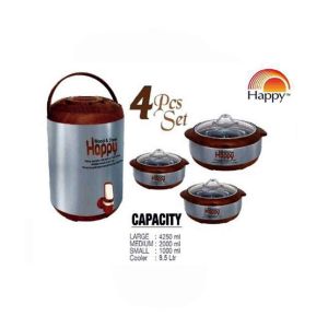 Easy Shop 3 Different Sizes Hotpot And 8.5Ltr Cooler Set Of 4