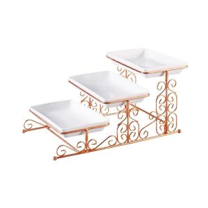 Easy Shop 3 Floor Fancy Tray Set With Stand Golden