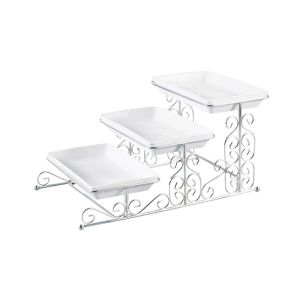 Easy Shop 3 Floor Fancy Tray Set With Stand Silver