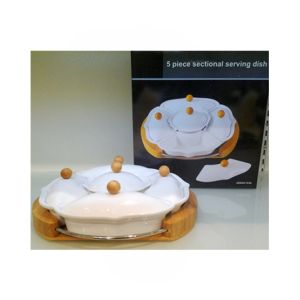 Easy Shop 5 Partition Dry Fruit Tray With Wooden Stand (1469)