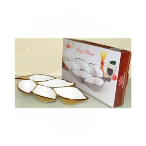 Easy Shop 5 Partition Leaf Serving Tray Golden