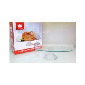 Easy Shop 8" Square Shape Footed Glass Cake Stand
