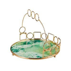 Easy Shop Golden Frame Basket Style Serving Tray-Green