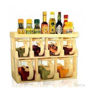 Easy Shop Masala Jar Set With Spoon & Stands - 7pcs