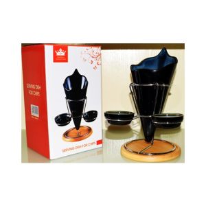 Easy Shop Serving Dish For French Fries With Stand Black