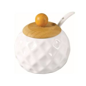 Easy Shop Sugar Pot With Wooden Lid & Spoon