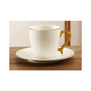 Easy Shop Tea Cup And Saucer 12 Pcs Set Matt Gold (0627)