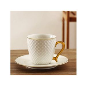 Easy Shop Tea Cup And Saucer 12 Pcs Set Matt Gold (0628)