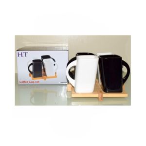 Easy Shop Tea Cup Set of 4 With Bamboo Tray (0936)