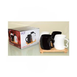 Easy Shop Tea Cup Set of 4 With Bamboo Tray (0939)