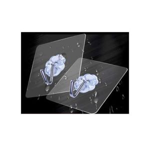 Easy Shop Transparent Adhesive Wall Hooks - Pack Of 2
