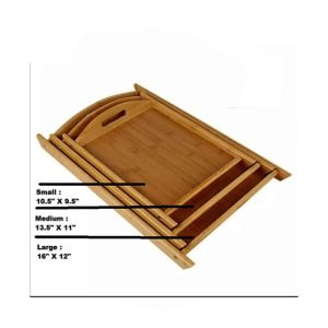 Easy Shop Wooden Serving Tray Set Of 3Pcs (0699)