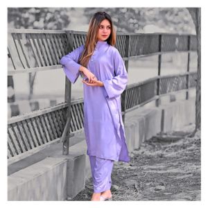 Vcare Natural 2 Pieces Casual Suit For Women Sky Blue - FL-Small
