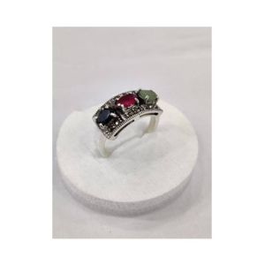 Gilgit Bazaar Multi Stone Silver Ring (11)
