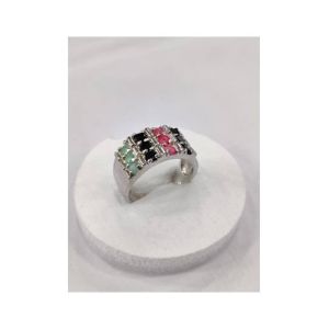 Gilgit Bazaar Multi Stone Silver Ring (12)