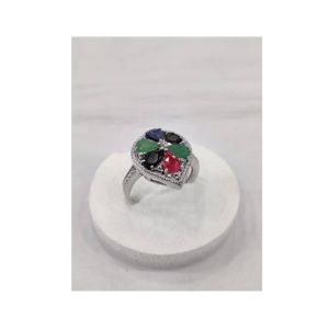 Gilgit Bazaar Multi Stone Silver Ring (15)