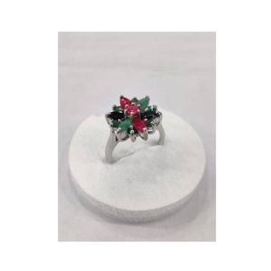 Gilgit Bazaar Multi Stone Silver Ring (16)