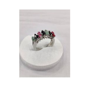 Gilgit Bazaar Multi Stone Silver Ring (18)
