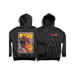 Genteez Chainsaw Digital Printed Pullover Hoodie For Men-Black-Small