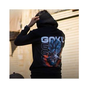Genteez Goku Digital Printed Pullover Hoodie For Men-Black-Small