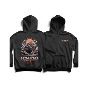Genteez Ichigo Kurosaki Digital Printed Pullover Hoodie For Men-Black-Medium