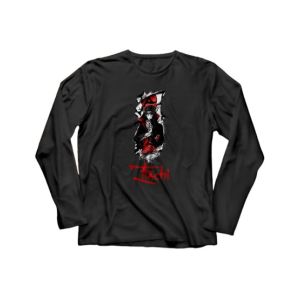 Genteez Itachi Digital Printed Full Sleeves T Shirt For Men-Black-Medium
