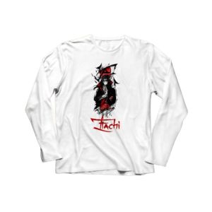 Genteez Itachi Digital Printed Full Sleeves T Shirt For Men-White-Extra Large
