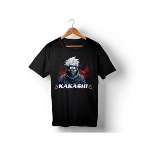 Genteez Kakashi Digital Printed T Shirt For Men-Black-Medium