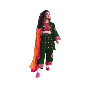 RG Shop 2 PC Embroidery Shirt &amp;amp;amp; Trouser for Women.-Green