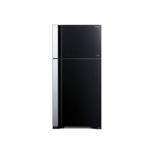 Hitachi Big 2 Glass Freezer-on-top Refrigerator Glass Black 19 Cu ft (R-VG690P7MS)