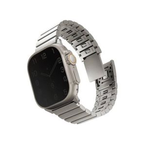 Uniq Strova Mag Self Steel Strap For Apple Watch Titanium Silver