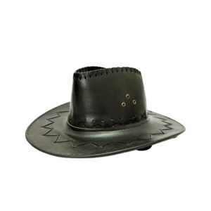 King PU Cowboy Leather Hat Cap Black
