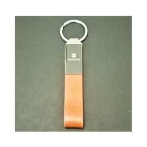 Kings Suzuki Leather & Metallic Keychain Brown (0379)