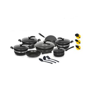 Klassic Glass Lid Non Stick Grace Crescent Series Cookware Set - 18 Pieces