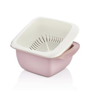 Qlux Bowl And Strainer Pink/Cream (L-00450)