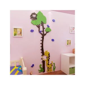 LookNBuy Tree With Monkey And Girafee Height Scale Wall Art (0032)