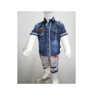 Madina Fashion Denim Shirt And Short For Boys Multicolor (Su-00001)