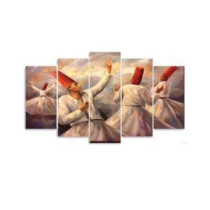 Maguari Sufi Oil Painting Synthetic Canvas Small Wall Frame 5 Pcs (0677)