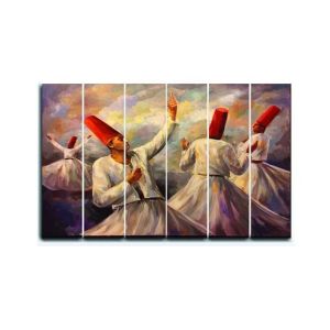 Maguari Sufi Oil Painting Synthetic Canvas Small Wall Frame 6 Pcs (0678)