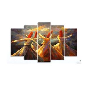 Maguari Sufi Turning Canvas Small Wall Frame 5 Pcs (0684)