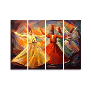 Maguari Sufism Oil Painting Medium Wall Frame 4 Pcs (0661)