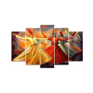 Maguari Sufism Redish Canvas Small Wall Frame 5 Pcs (0652)