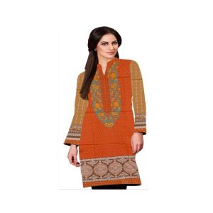 Marfani Collection Rust Embroided Lawn Kurti for Women (RST-001)