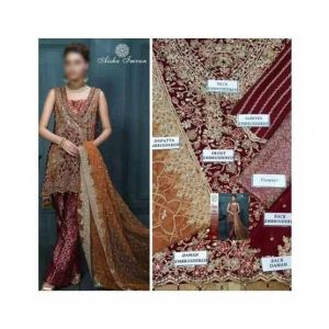 Mehakmall Fancy Party Wear Suit For Women Red (0011)
