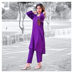 Vcare Natural 2 Pieces Casual Suit For Women Light Purple - ML-Large